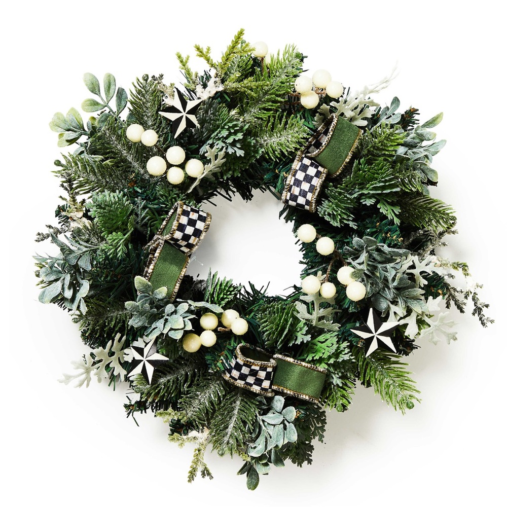 Mackenzie Childs Farmhouse Holiday Mini 14″ Wreath NEW